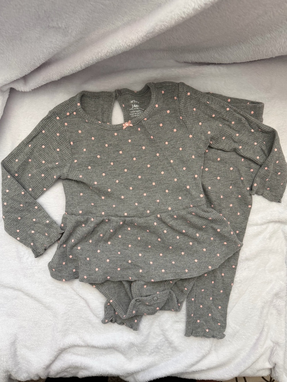 Carter's Gray and Pink Polka Dot Set